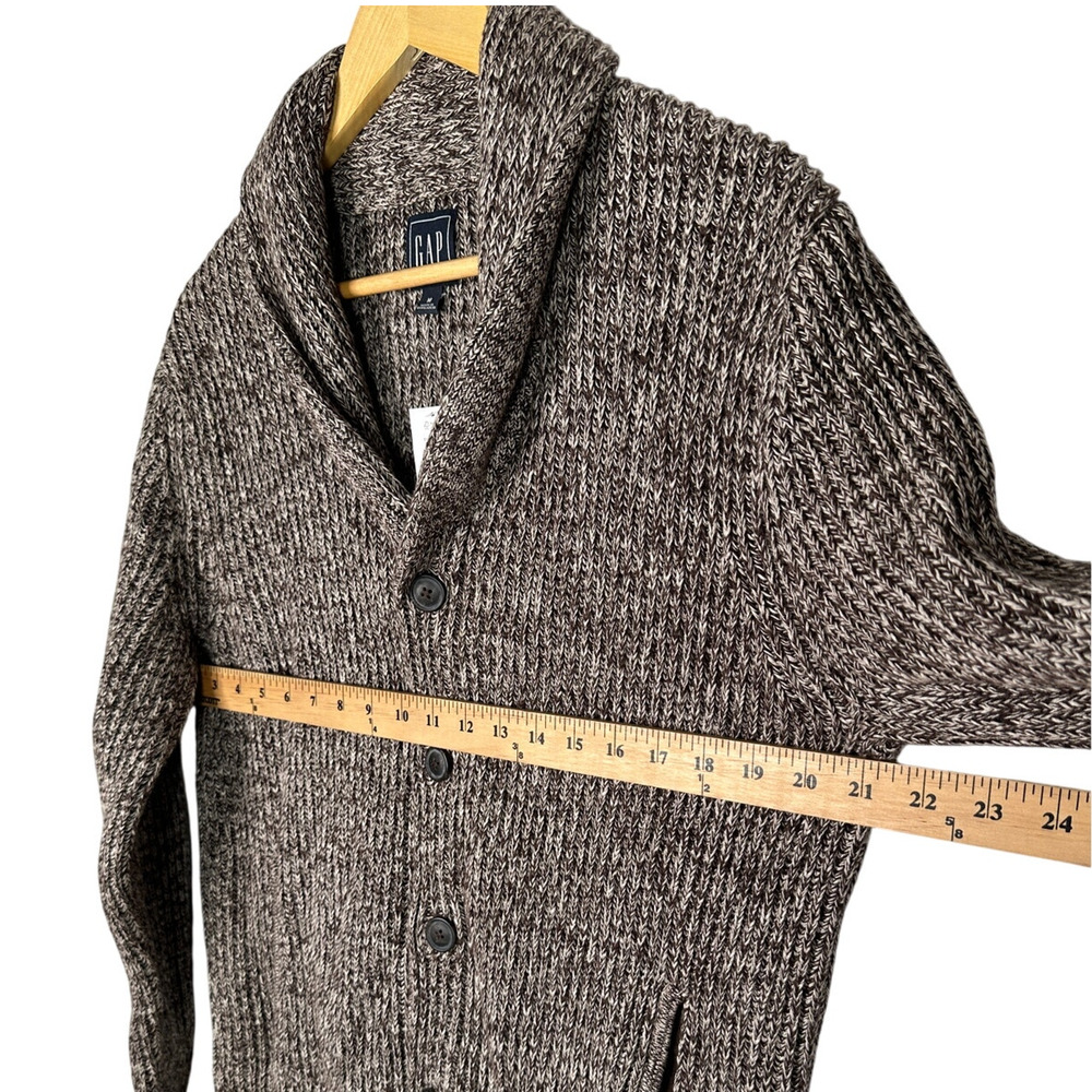 NWT! GAP M Shawl Collar Cardigan Grandpa Fisherman Sweater Cotton Jacket Brown - Picture 5 of 9